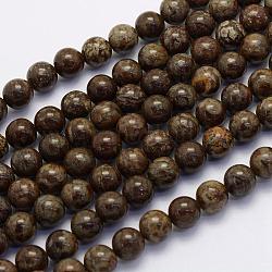 Naturschneeflocke Obsidian Perlen Stränge, Runde, 6 mm, Bohrung: 1 mm, ca. 62 Stk. / Strang, 15.7 Zoll (40 cm)