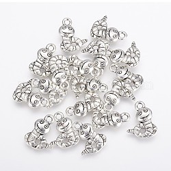 Alloy Pendants, Cadmium Free & Nickel Free & Lead Free, Snake, Antique Silver, 16x12.5x4mm, Hole: 2.5mm
