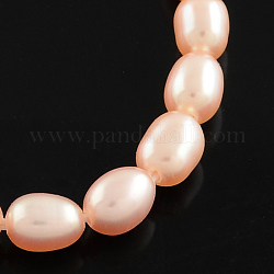 Natural Cultured Freshwater Pearl Beads Strands, Oval, Light Salmon, 3~3.5x3~3.5mm, Hole: 0.3mm, about 90pcs/strand, 15.28inch