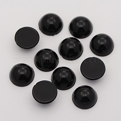 Cabochons en acrylique de demi-rond, noir, 18x6.5mm, environ 200 pcs / sachet 