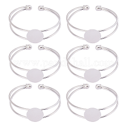 Unicraftale 6 pièces en laiton à double fil manchette bracelet fabrications, base de bracelet vide, platine, socle rond : 18mm, 1/8~3/4 pouce (0.45~1.8 cm), diamètre intérieur: 2 pouce (5.2 cm)