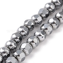 Chapelets de perles en hématite synthétique électrolytique sans magnétiques, facette, ronde, platinée, 6~6.5x5~5.5mm, Trou: 1.4mm, Environ 73 pcs/chapelet, 15.59~15.75 pouce (39.6~40 cm)