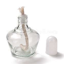 Glass Alcohol Burner, with Plastic Caps, Porcelain Plug, Cotton Cord, for Lab Supplies, Clear, 115mm