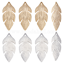 Beebeecraft 1 Box 40Pcs 2 Colors Leaf Pendant Charms 18K Golden & Platinum Plated Charms for DIY Jewelry Bracelet Necklace Earring Making