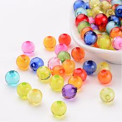 Transparent Acrylic Beads, Bead in Bead, Round, Mixed Color, 8mm, Hole: 2mm