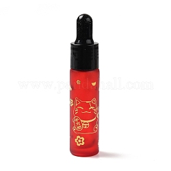 Tropfflaschen aus Gummi, wiederbefüllbare Glasflasche, für die Aromatherapie mit ätherischen Ölen, mit Glückskatzenmuster & chinesischem Schriftzeichen, rot, 2x9.45 cm, Bohrung: 9.5 mm, Kapazität: 10 ml (0.34 fl. oz)