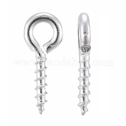 Iron Screw Eye Pin Peg Bails, For Half Drilled Beads, Silver Color Plated, about 10mm long, 4mm wide, 1mm thick, hole: 2mm