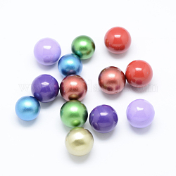 No Hole Spray Painted Brass Round Smooth Chime Ball Beads Fit Cage Pendants, Mixed Color, 18mm