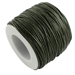 Waxed Cotton Thread Cords, Dark Olive Green, 1mm, about 100yards/roll(300 feet/roll)
