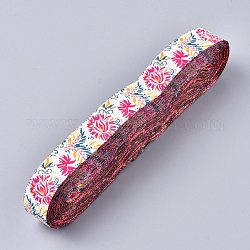 Jacquard Ribbon, Tyrolean Ribbon, Polyester Ribbon, for DIY Sewing Crafting, Home Decors, Peony Pattern, Colorful, 7/8