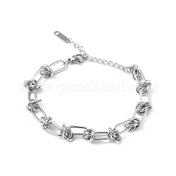 304 bracelets de chaîne à maillons ovales et noeuds en acier inoxydable pour hommes femmes, couleur inoxydable, 6-1/2 pouce (16.5 cm)