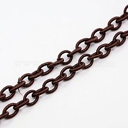 Handmade Nylon Cable Chains Loop, Oval, Coconut Brown, 8~9x11~13x2mm, about 85cm/strand, 33.5 inch