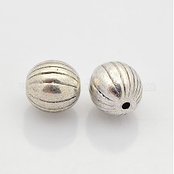 Perles en alliage de style tibétain, sans plomb et sans cadmium et sans nickel, ronde, argent antique, ronde, environ 7 mm de diamètre, Trou: 1mm