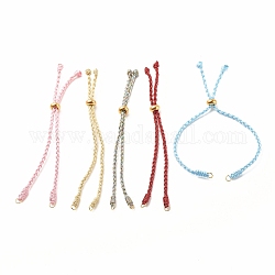Bracelet cordon tressé en fil de polyester, avec placage ionique (ip) 202 perles en acier inoxydable, pour la fabrication de bracelets coulissants, couleur mixte, 5-3/8 pouce (13.7 cm), 0.25 cm