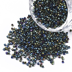 11/0 grado a cuentas de semillas de vidrio, cilindro, tamaño de grano de semilla uniforme, colores metálicos, colorido, 1.5x1mm, agujero: 0.5 mm, aproximamente 2000 unidades / 10 g