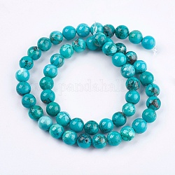 Natural Magnesite Beads Strands, Round, Dyed & Heated, 8mm, Hole: 1mm, about 51pcs/strand, 15.9 inch(40.5cm)