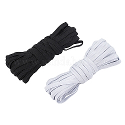 Cordon de corde élastique tressé plat de 1/4 pouce, élastique en tricot extensible épais, couleur mixte, 6x1mm, 10 mètres / couleur, 2colors, 20 an / ensemble