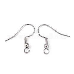 316 Surgical Stainless Steel Earring Hooks, with Horizontal Loop, Stainless Steel Color, 20.5x20x3mm, Hole: 2.5x2mm, 21 Gauge, Pin: 0.7mm