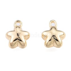 Brass Charms, Cadmium Free & Nickel Free & Lead Free, Flower, Real 18K Gold Plated, 9x7x4mm, Hole: 1mm