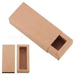 Kraft Paper Folding Box, Drawer Box, Rectangle, BurlyWood, 9.5x4cm, Finished Product: 8x2.5x2.5cm