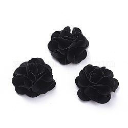 Polyester tissé à la main accessoires de costumes, fleur, noir, 32.5x15mm
