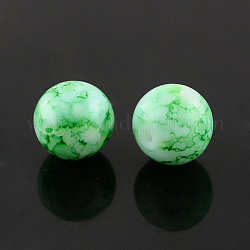 Spray Painted Glass Bead Strands, Round, Sea Green, 14mm, Hole: 1.3mm, about 57pcs/strand, 31.4inch