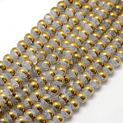 Гальванизировать натуральный CRACKLE кристалл кварца круглые бусины пряди, золотые, 10 мм, отверстие : 1 мм, около 40 шт / нитка, 15.5 дюйм