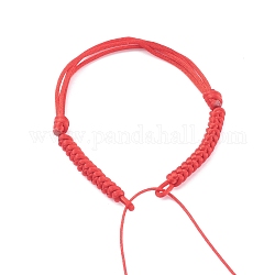 Fabricación de pulsera de nailon trenzado ajustable, con cordón de raso cola de rata, rojo, 6-1/4~9-1/8 pulgada (16~23 cm)