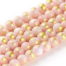 Natürliche Jade Perlen Stränge, mit Goldfolie, gefärbt, Runde, dunkler Lachs, 4 mm, Bohrung: 0.8 mm, ca. 94 Stk. / Strang, 15.75 Zoll (40 cm)