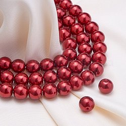 Umweltfreundliche runde Perlen aus gefärbtem Glasperlen, Purpur, 8 mm, Bohrung: 1.2~1.5 mm, ca. 200 Stk. / Kasten