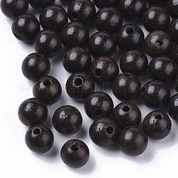 Des perles en bois naturel, perles en bois ciré, teinte, ronde, noir, 6mm, Trou: 1.4mm, environ 2988 pcs/500 g