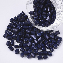 6/0 zwei geschnittenen Glasperlen, Hexagon, Backen Farbe, Preußischblau, 3.5~5x3.5~4 mm, Bohrung: 1 mm, ca. 4500 Stk. / Beutel