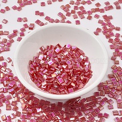 MIYUKI TILA Beads, Japanese Seed Beads, 2-Hole, (TL254) Transparent Red AB, 5x5x1.9mm, Hole: 0.8mm, about 590pcs/50g