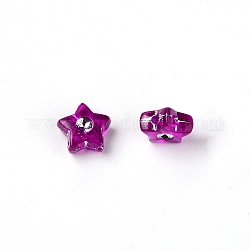 Abalorios de acrílico transparentes, con diamante de imitación, estrella, púrpura, 9x9x4mm, agujero: 1.4 mm, 500 g / bolsa