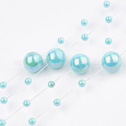 Chapelets guirlande de garniture perles en ABS plastique imitation perle, idéal pour le rideau de porte, matériel de bricolage de décoration de mariage, bleu ciel, 3~8 mm, environ 60 m/rouleau