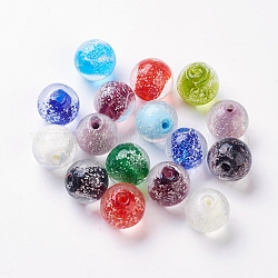 Handmade Luminous Lampwork Beads, Round, Mixed Color, 16mm, Hole: 2mm