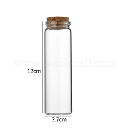 Bouteille en verre, avec bouchon en liège, souhaitant bouteille, colonne, clair, 3.7x12 cm, capacité: 90 ml (3.04 oz liq.)