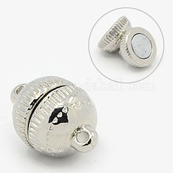 Zinc Alloy Magnetic Clasps for Jewelry Design, Lead Free & Nickel Free, Round, Platinum, 17x12mm, Hole: 1mm