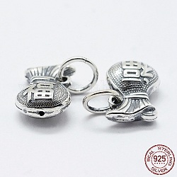 Thailand 925 Sterling Silver Pendants, Large Hole Pendants, Bag with Word, Antique Silver, 13x9.5x5mm, Hole: 4.5mm