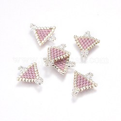 MIYUKI & TOHO Handmade Japanese Seed Beads Links, Loom Pattern, Triangle, Plum, 16~17x14~14.5x1.7mm, Hole: 1.5mm
