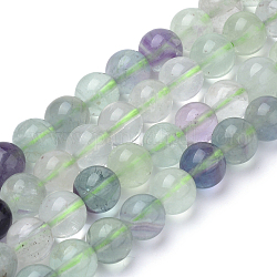 Natürlichen Fluorit Perlen Stränge, Runde, 10x9.5 mm, Bohrung: 1 mm, ca. 38 Stk. / Strang, 14.5 Zoll
