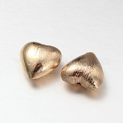 Rack Plating Brass Heart Beads, Lead Free & Cadmium Free, Golden, 14x15x7mm, Hole: 1mm