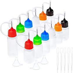 Flaschen mit Nadelapplikatorspitze aus Polyethylen (PE)., mit Stahlstiften. Mini-Trichter aus transparentem Kunststoff und Transferpipetten aus Kunststoff, Mischfarbe, 6.4x2.1 cm