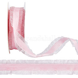 10 ярд плиссированной кружевной отделки из полиэстера, кружевная лента с бахромой для аксессуаров одежды, розовые, 1 дюйм (25 мм)