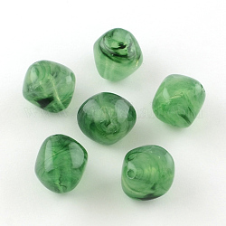 Perline gemma acriliche bicono imitazione, verde mare medio, 18x19x17mm, Foro: 2 mm, circa 170pcs/500g