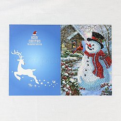 Kit de pintura de diamante para tarjeta de felicitación navideña diy, incluyendo sobre, bolsa de resina con pedrería, bolígrafo adhesivo de diamante, plato de bandeja y arcilla de cola, muñeco de nieve, 180x130mm