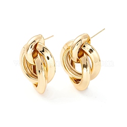 Anneaux entrelacés pendants boucles d'oreilles pour femmes, véritable 18k plaqué or, 32x24mm, pin: 1 mm