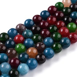 Natürliche weiße Jade Perlen, Runde, gefärbt, Mischfarbe, 10 mm, Bohrung: 1.2 mm, ca. 38 Stk. / Strang, 14.96'' (38 cm)