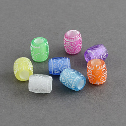 Perles européennes en acrylique transparente, baril, Perles avec un grand trou   , couleur mixte, 9x8mm, Trou: 4mm, environ 1680 pcs/500 g
