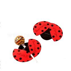 Paper Candy Lollipops Cards, Ladybug with Word Sweet Candy & Love You, for Baby Shower and Birthday Party Decoration, Red, 5.5x8.5x0.04cm, about 50pcs/bag